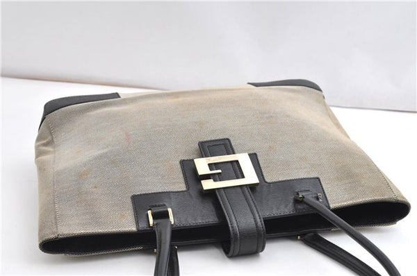 Authentic GUCCI Vintage Shoulder Tote Bag Canvas Leather 0021109 Gray 1009G