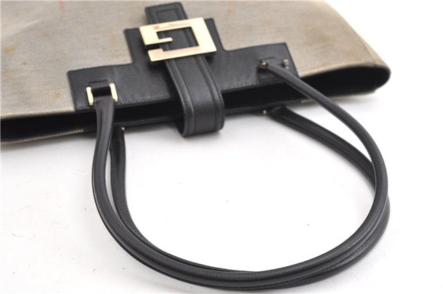 Authentic GUCCI Vintage Shoulder Tote Bag Canvas Leather 0021109 Gray 1009G