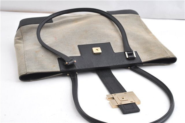 Authentic GUCCI Vintage Shoulder Tote Bag Canvas Leather 0021109 Gray 1009G