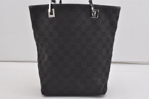 Authentic GUCCI Vintage Shoulder Tote Bag GG Canvas Leather 31244 Black 1012I