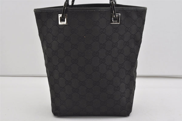 Authentic GUCCI Vintage Shoulder Tote Bag GG Canvas Leather 31244 Black 1012I