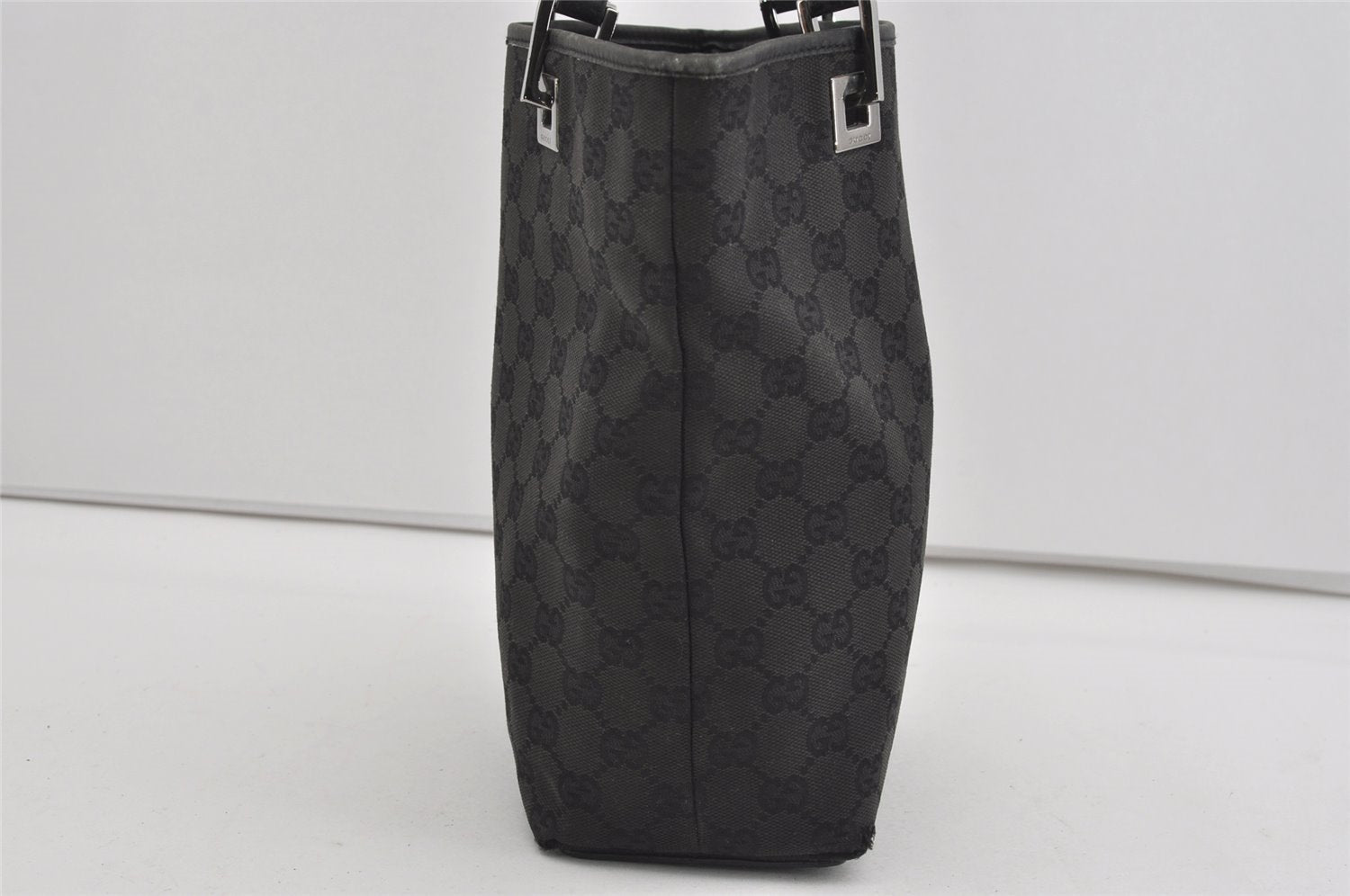 Authentic GUCCI Vintage Shoulder Tote Bag GG Canvas Leather 31244 Black 1012I