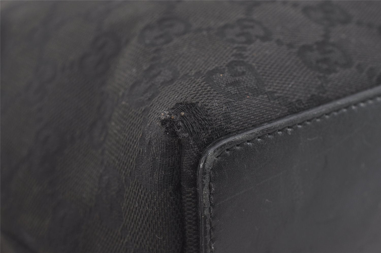 Authentic GUCCI Vintage Shoulder Tote Bag GG Canvas Leather 31244 Black 1012I