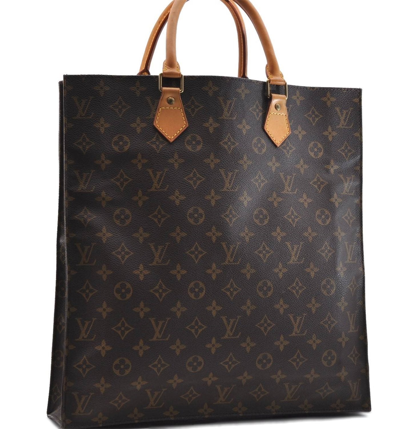 Authentic Louis Vuitton Monogram Sac Plat Hand Bag M51140 LV 1015D