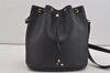 Authentic Christian Dior Honeycomb Drawstring Bag PVC Leather Black CD 1015I