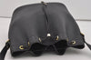 Authentic Christian Dior Honeycomb Drawstring Bag PVC Leather Black CD 1015I