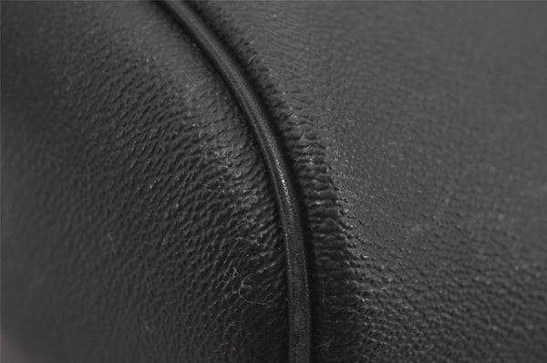 Authentic Christian Dior Honeycomb Drawstring Bag PVC Leather Black CD 1015I
