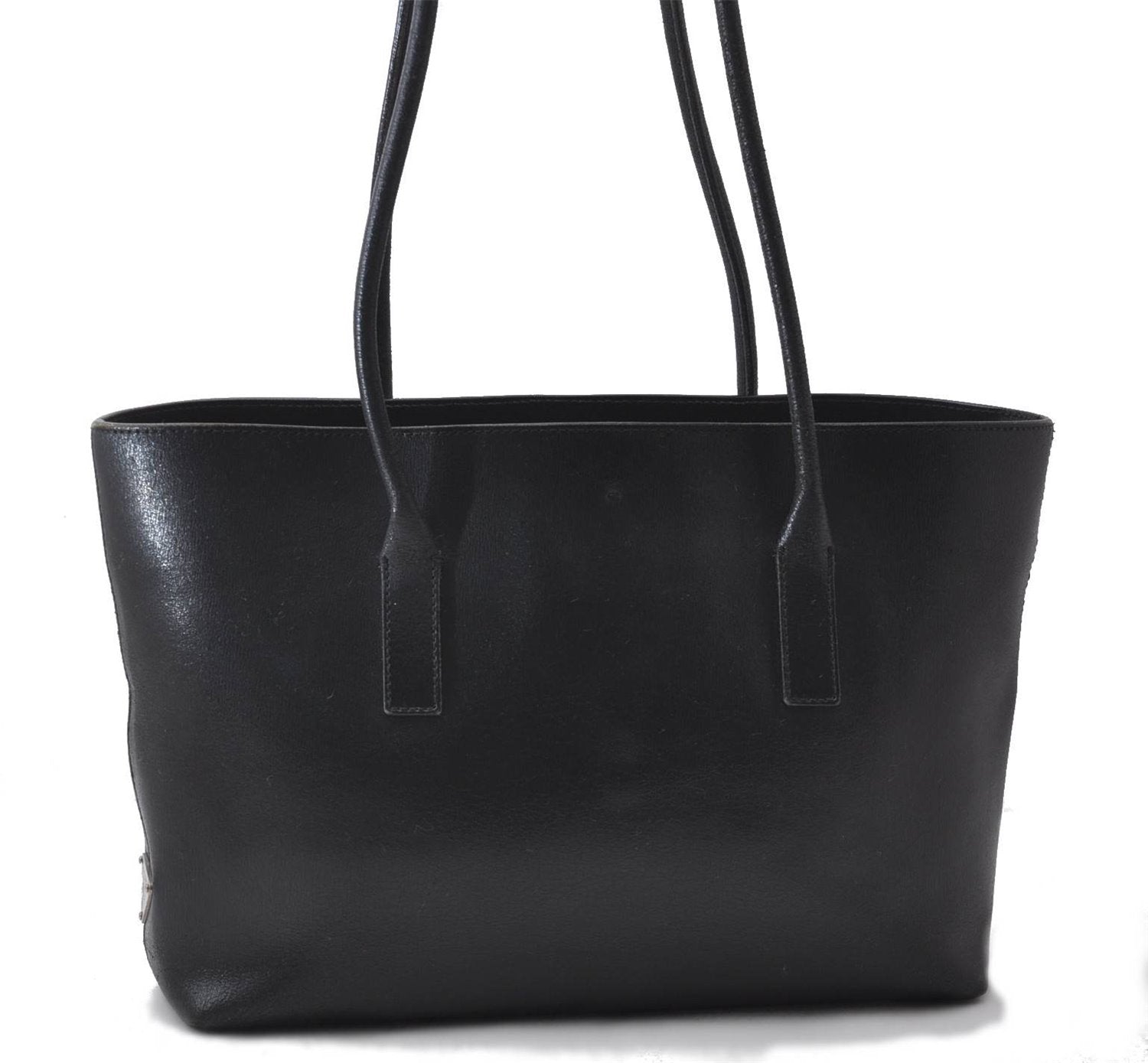 Authentic PRADA Leather Shoulder Tote Bag Purse Black 1020D