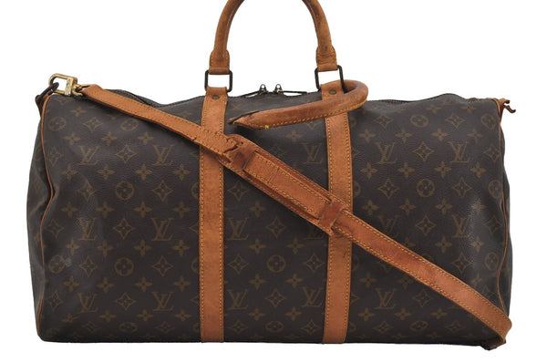 Auth Louis Vuitton Monogram Keepall Bandouliere 50 M41416 Boston Bag Junk 1020I