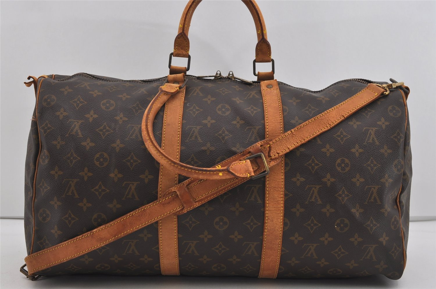 Auth Louis Vuitton Monogram Keepall Bandouliere 50 M41416 Boston Bag Junk 1020I