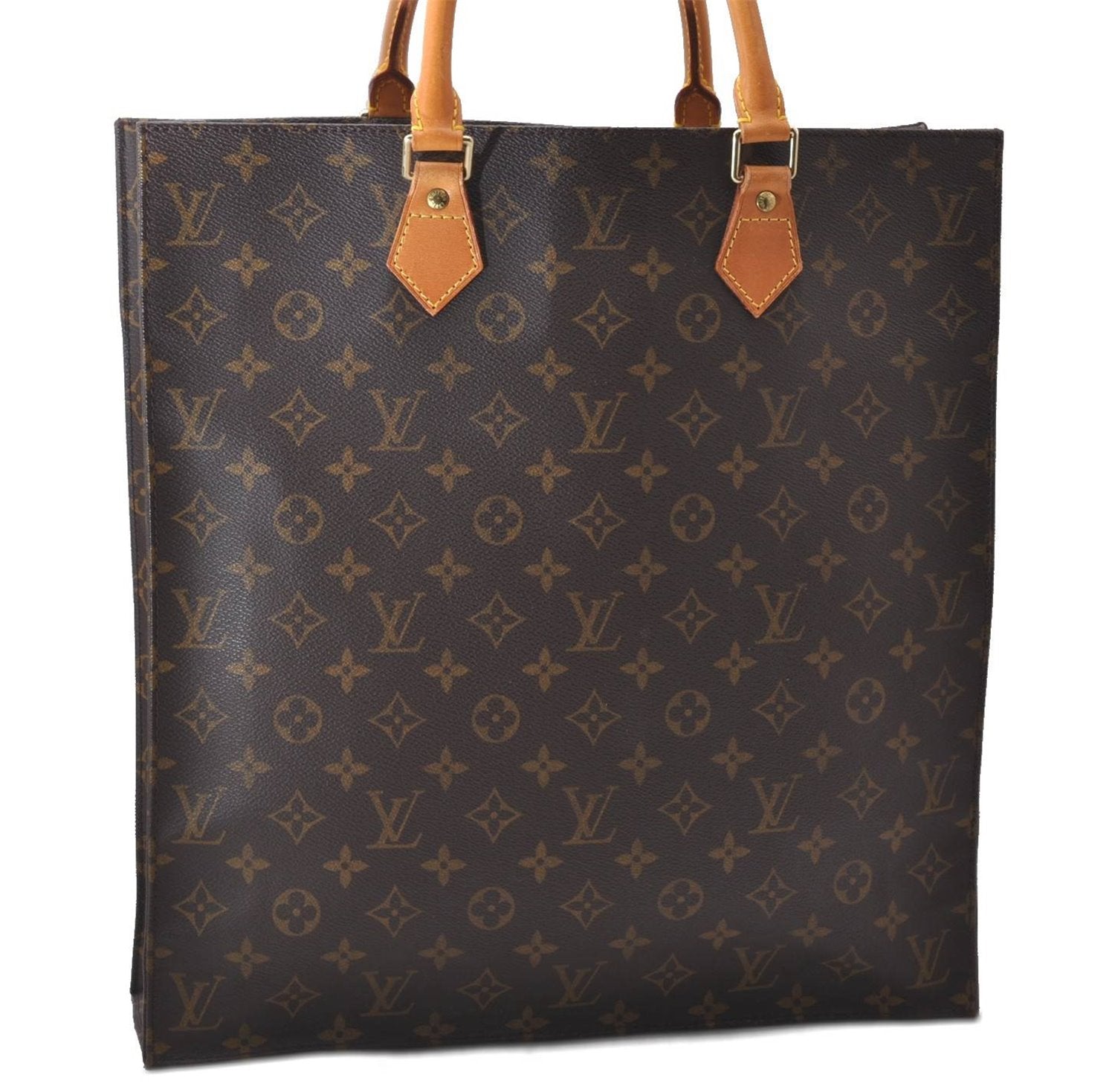 Authentic Louis Vuitton Monogram Sac Plat Hand Bag M51140 LV 1022D