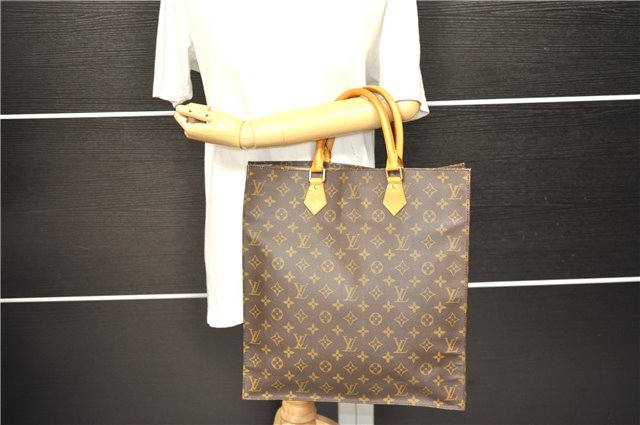 Authentic Louis Vuitton Monogram Sac Plat Hand Bag M51140 LV 1022D