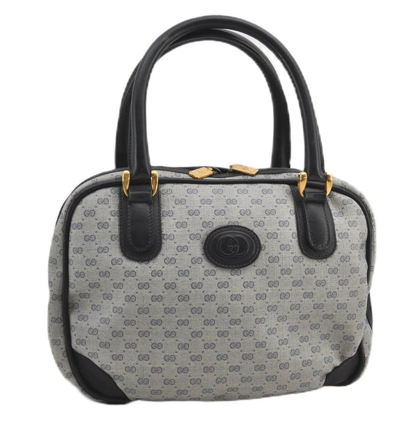 Authentic GUCCI Vintage Micro GG PVC Leather Hand Bag Purse Navy Blue 1022G