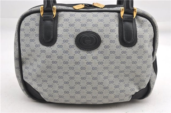 Authentic GUCCI Vintage Micro GG PVC Leather Hand Bag Purse Navy Blue 1022G