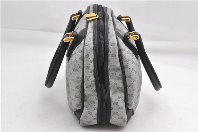 Authentic GUCCI Vintage Micro GG PVC Leather Hand Bag Purse Navy Blue 1022G