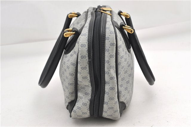 Authentic GUCCI Vintage Micro GG PVC Leather Hand Bag Purse Navy Blue 1022G