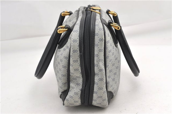 Authentic GUCCI Vintage Micro GG PVC Leather Hand Bag Purse Navy Blue 1022G