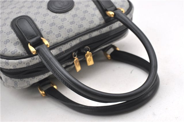 Authentic GUCCI Vintage Micro GG PVC Leather Hand Bag Purse Navy Blue 1022G