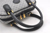 Authentic GUCCI Vintage Micro GG PVC Leather Hand Bag Purse Navy Blue 1022G