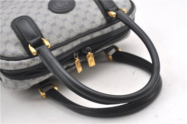 Authentic GUCCI Vintage Micro GG PVC Leather Hand Bag Purse Navy Blue 1022G