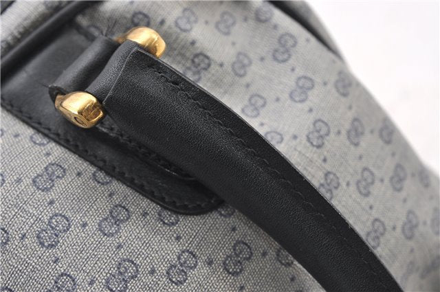 Authentic GUCCI Vintage Micro GG PVC Leather Hand Bag Purse Navy Blue 1022G