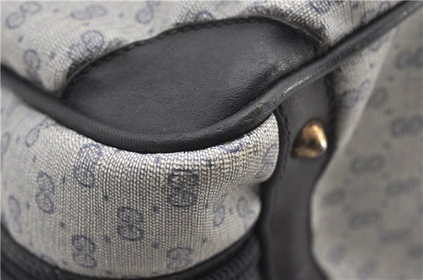 Authentic GUCCI Vintage Micro GG PVC Leather Hand Bag Purse Navy Blue 1022G