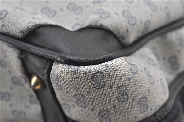 Authentic GUCCI Vintage Micro GG PVC Leather Hand Bag Purse Navy Blue 1022G