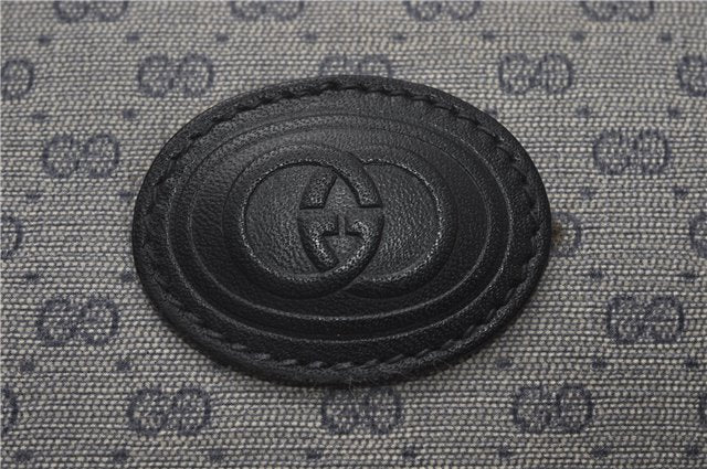 Authentic GUCCI Vintage Micro GG PVC Leather Hand Bag Purse Navy Blue 1022G