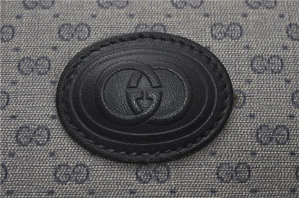 Authentic GUCCI Vintage Micro GG PVC Leather Hand Bag Purse Navy Blue 1022G