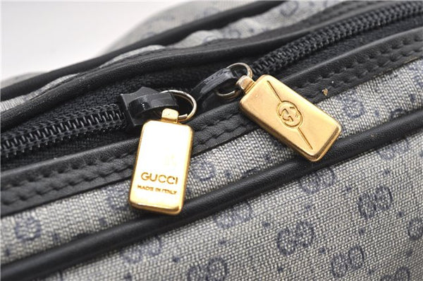 Authentic GUCCI Vintage Micro GG PVC Leather Hand Bag Purse Navy Blue 1022G