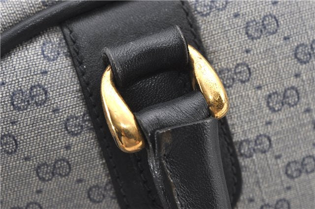 Authentic GUCCI Vintage Micro GG PVC Leather Hand Bag Purse Navy Blue 1022G