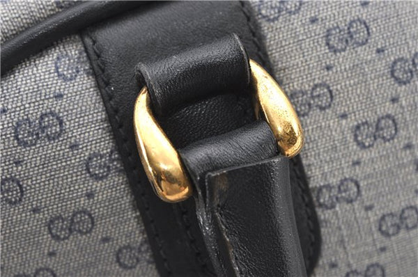 Authentic GUCCI Vintage Micro GG PVC Leather Hand Bag Purse Navy Blue 1022G