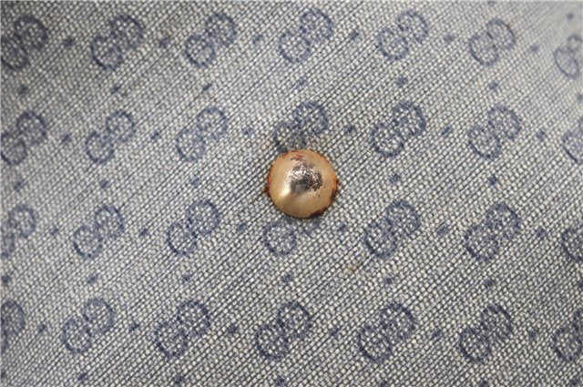 Authentic GUCCI Vintage Micro GG PVC Leather Hand Bag Purse Navy Blue 1022G