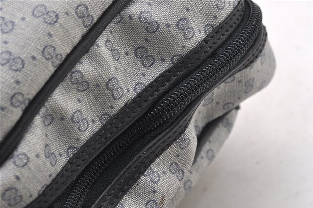 Authentic GUCCI Vintage Micro GG PVC Leather Hand Bag Purse Navy Blue 1022G