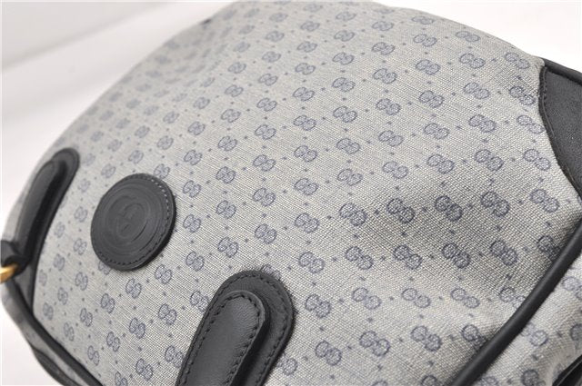 Authentic GUCCI Vintage Micro GG PVC Leather Hand Bag Purse Navy Blue 1022G