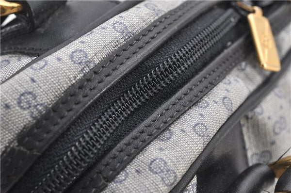 Authentic GUCCI Vintage Micro GG PVC Leather Hand Bag Purse Navy Blue 1022G