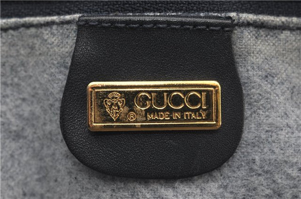 Authentic GUCCI Vintage Micro GG PVC Leather Hand Bag Purse Navy Blue 1022G