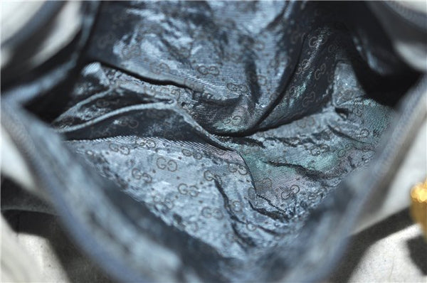 Authentic GUCCI Vintage Micro GG PVC Leather Hand Bag Purse Navy Blue 1022G