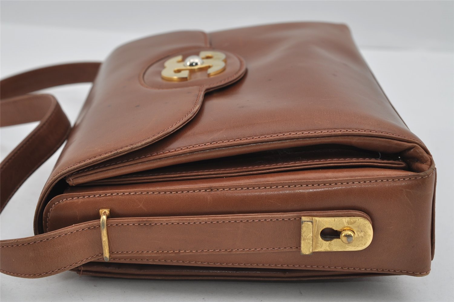 Authentic GUCCI Vintage Shoulder Hand Bag Purse Leather Brown 1022I