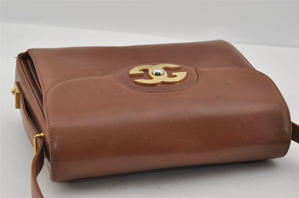 Authentic GUCCI Vintage Shoulder Hand Bag Purse Leather Brown 1022I