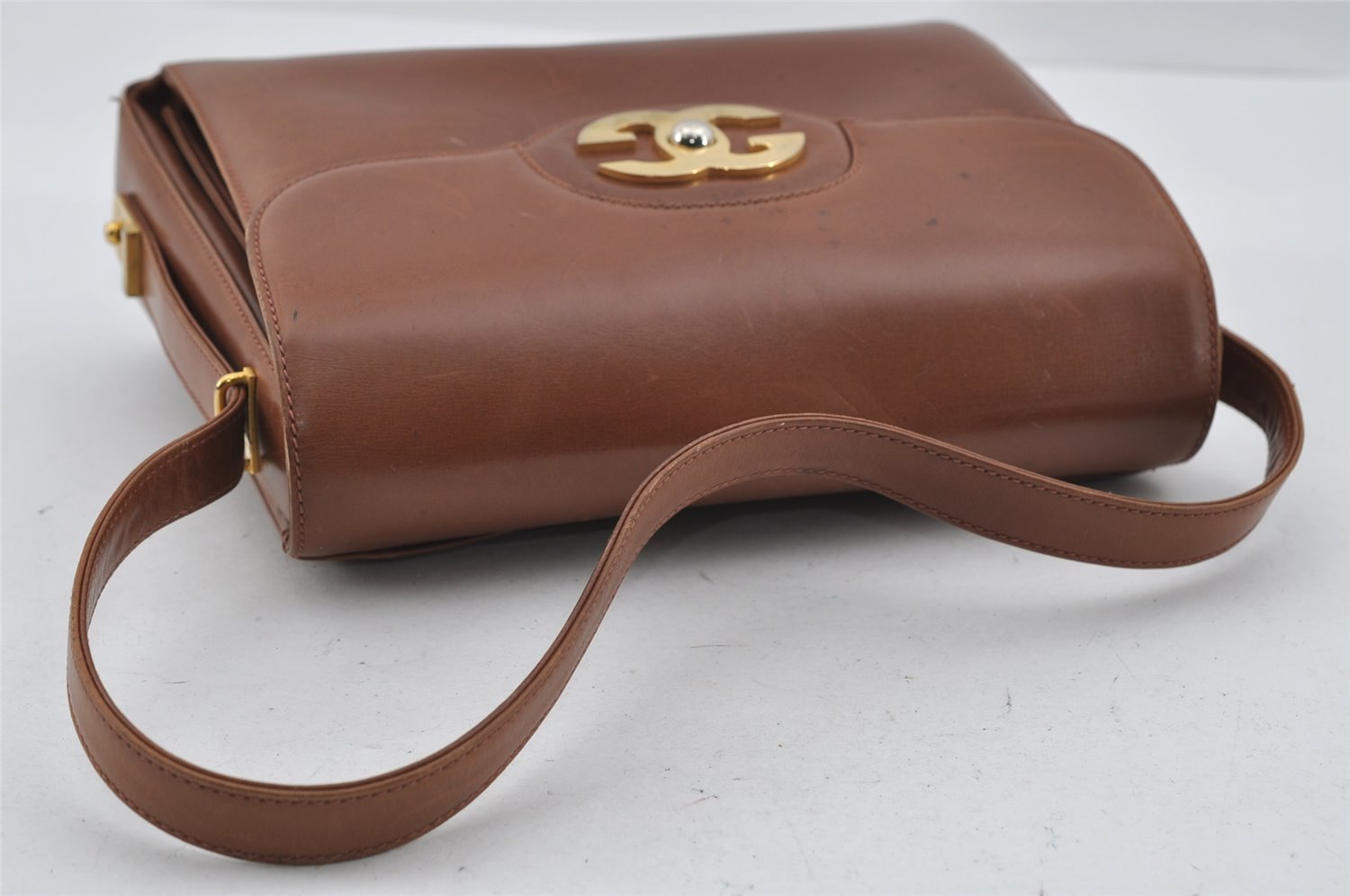 Authentic GUCCI Vintage Shoulder Hand Bag Purse Leather Brown 1022I