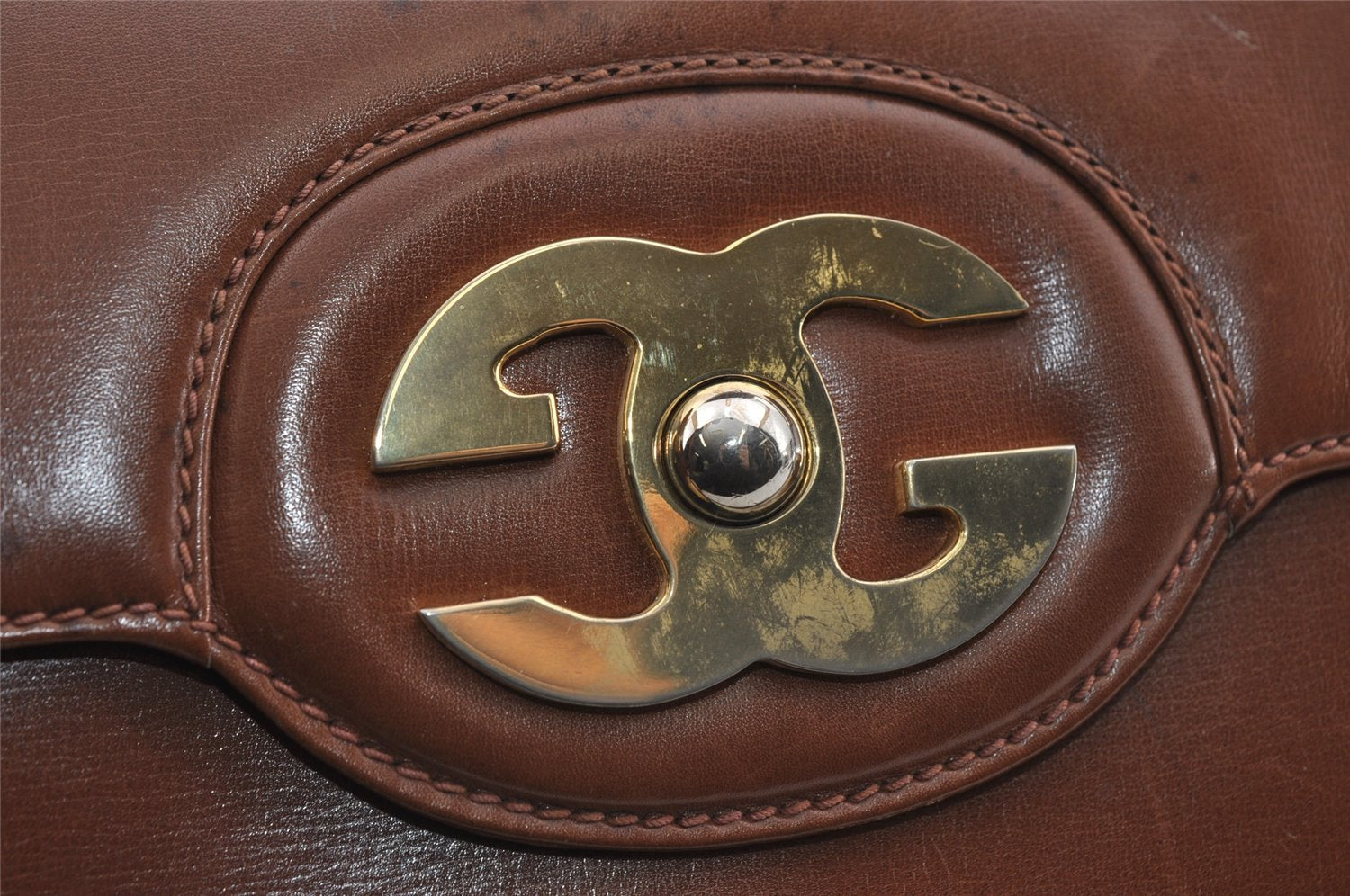 Authentic GUCCI Vintage Shoulder Hand Bag Purse Leather Brown 1022I