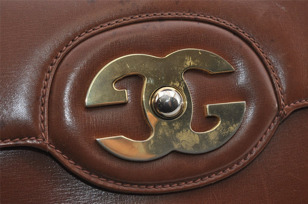 Authentic GUCCI Vintage Shoulder Hand Bag Purse Leather Brown 1022I