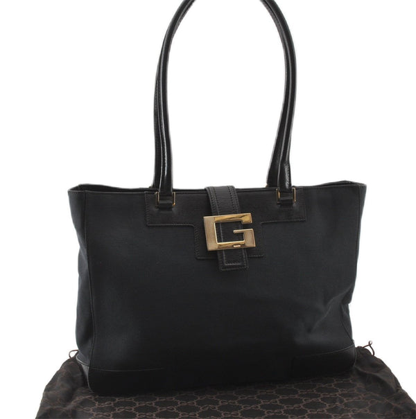 Authentic GUCCI Vintage Shoulder Tote Bag Canvas Leather 0021109 Black 1023G