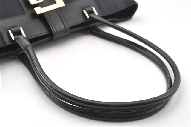 Authentic GUCCI Vintage Shoulder Tote Bag Canvas Leather 0021109 Black 1023G