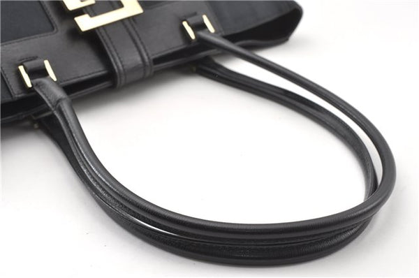 Authentic GUCCI Vintage Shoulder Tote Bag Canvas Leather 0021109 Black 1023G