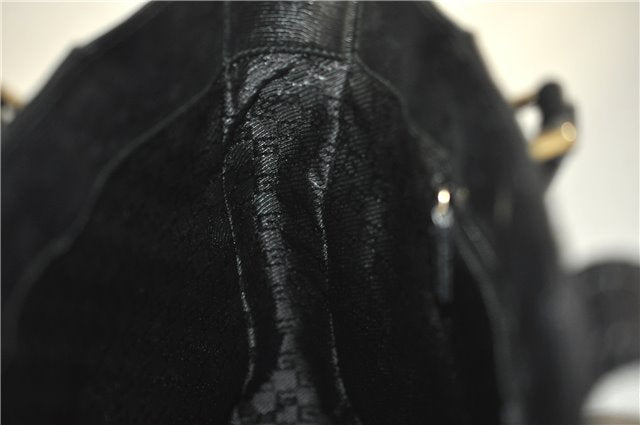 Authentic GUCCI Vintage Shoulder Tote Bag Canvas Leather 0021109 Black 1023G