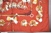 Authentic HERMES Carre 90 Scarf Dog Horse Riding Motif Silk Red 1024G