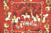 Authentic HERMES Carre 90 Scarf Dog Horse Riding Motif Silk Red 1024G