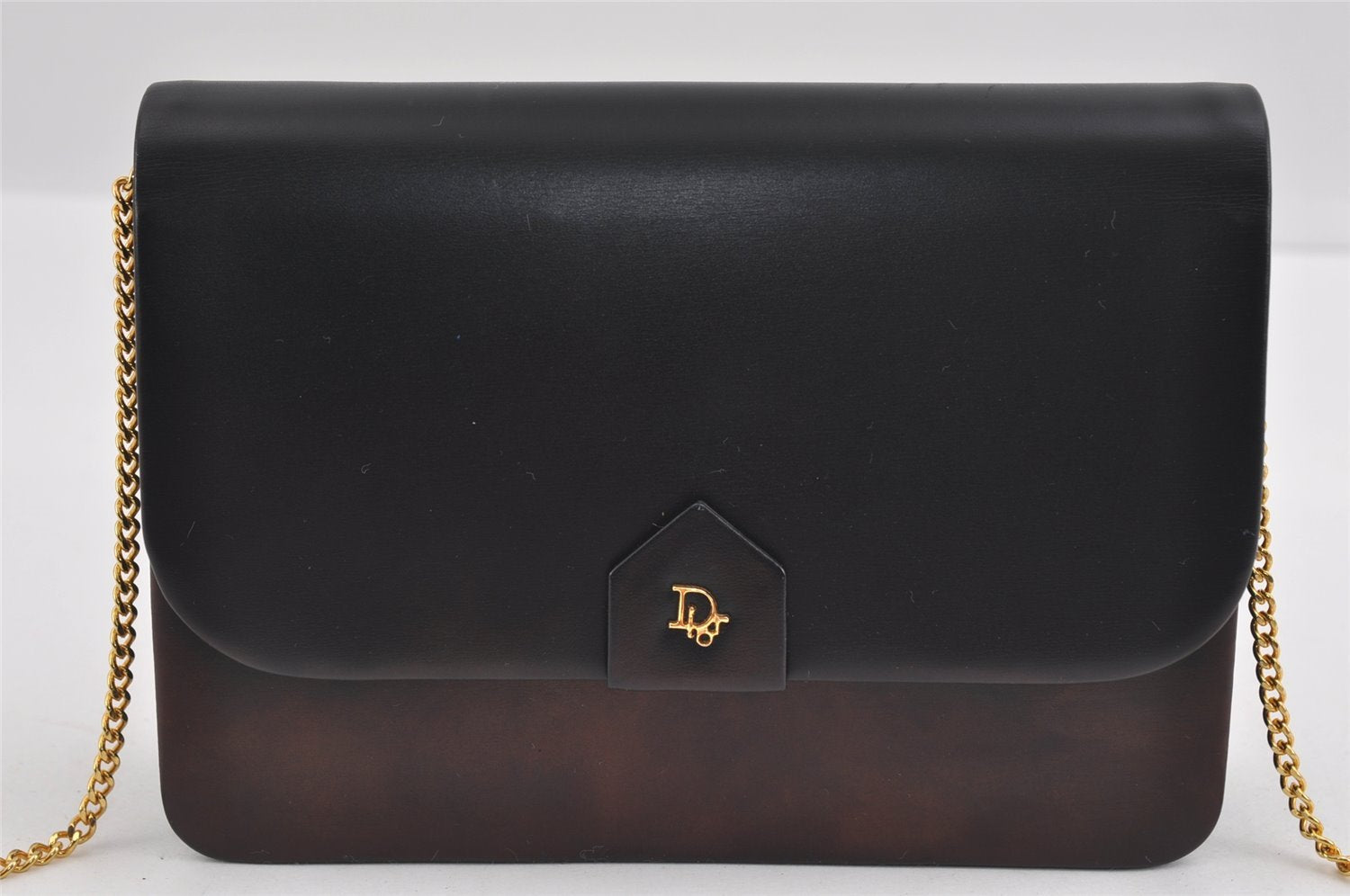 Authentic Christian Dior Chain Shoulder Cross Body Bag Purse Leather Black 1024I